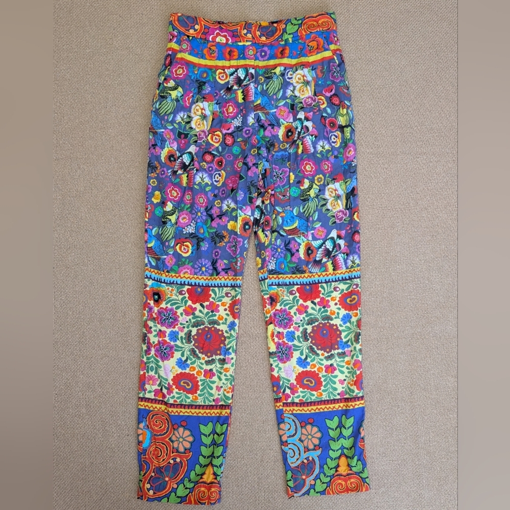 Stella Jean Colorful Tropical Patterned Capri Pants High Rise Cotton